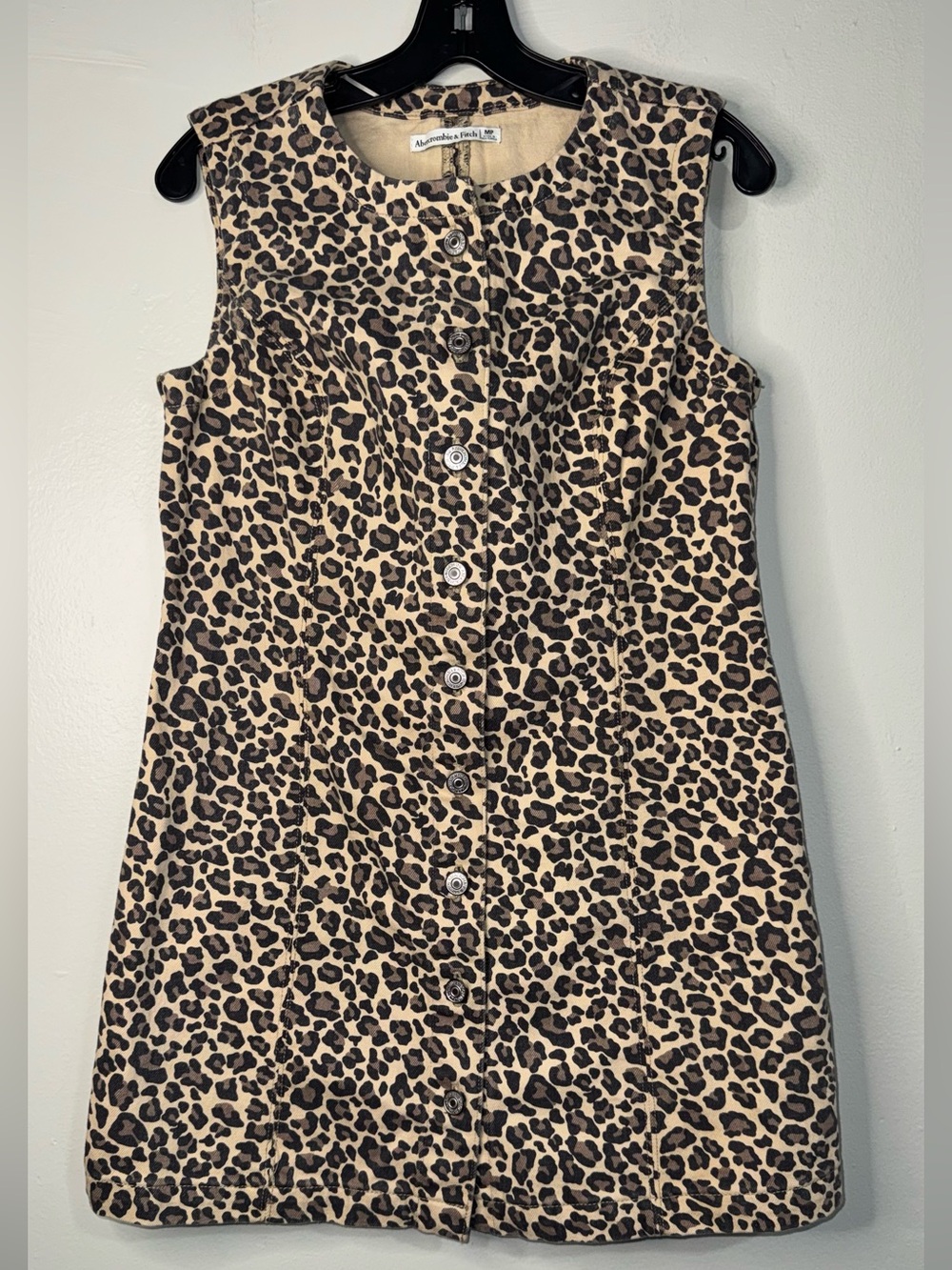 Abercrombie & Fitch Girls Leopard Print Button-Front Dress - Tan/Black